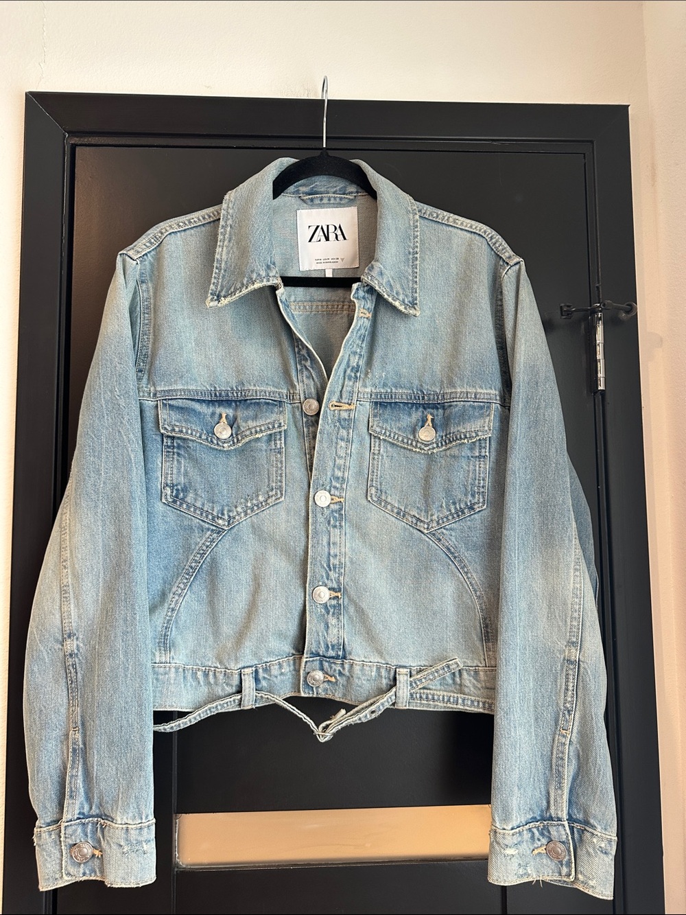 ZARA Women's Light Blue Cropped Denim Jacket